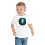 white Glimmer of Light t-shirt with glowing enchanted forest design and Wordwhispers brand name — sizes 2T to 5T
