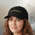 Book lover baseball cap - black - Wordwhispers quill logo - adjustable cotton twill