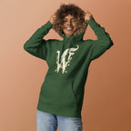 Book lover premium hoodie - forest green - Wordwhispers cream logo front - unisex literary apparel