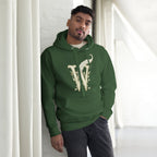 Book lover premium hoodie - forest green - Wordwhispers cream logo front - unisex literary apparel