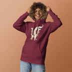 Book lover premium hoodie - maroon - Wordwhispers cream logo front - unisex literary apparel