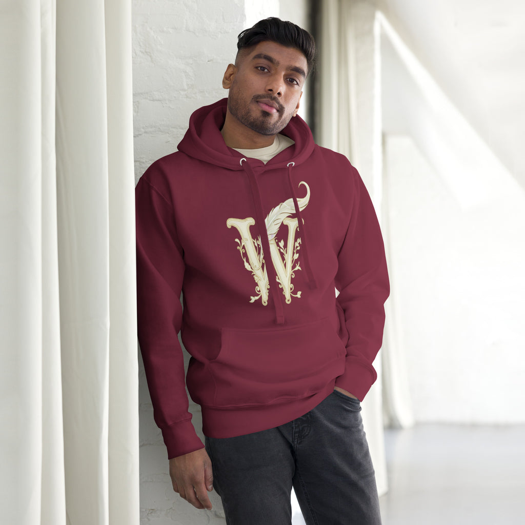 Book lover premium hoodie - maroon - Wordwhispers cream logo front - unisex literary apparel