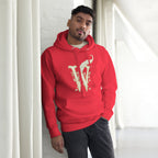 Book lover premium hoodie - team red - Wordwhispers cream logo front - unisex literary apparel