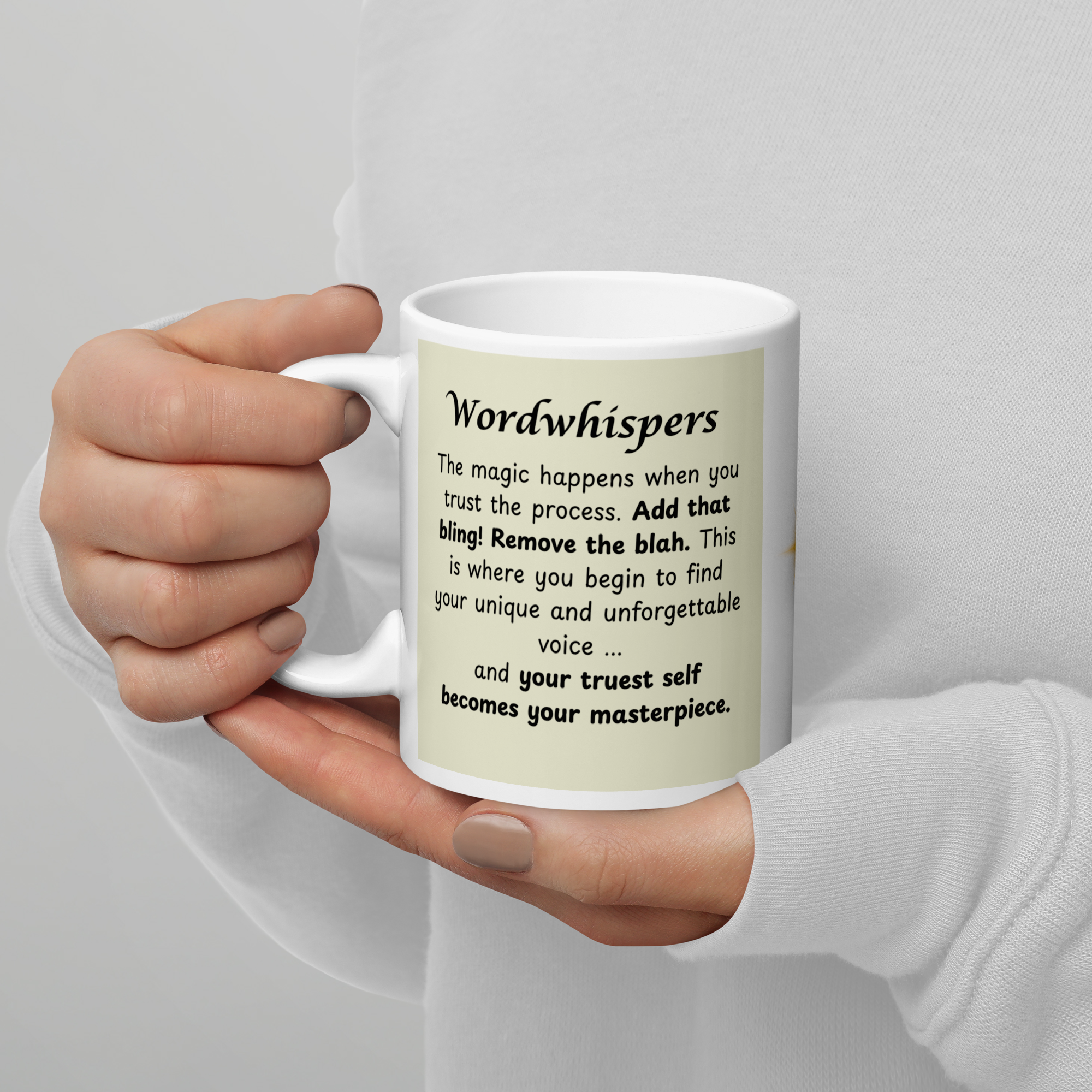 Writer mug white - Chapter 05 Find Your Voice - 11oz glossy ceramic coffee mug for writers