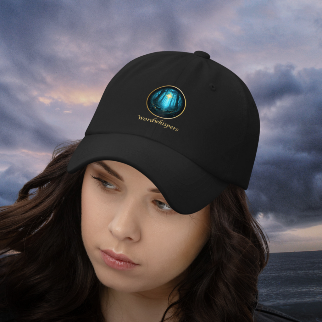 Book lover dad hat black - Glimmer of Light design - adjustable unstructured cap