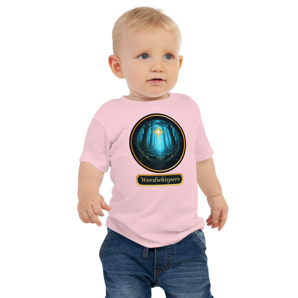  Glimmer of Light baby tee with glowing literary design-pink