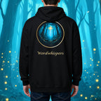 Book lover zip hoodie with glimmer of light design in black-back
