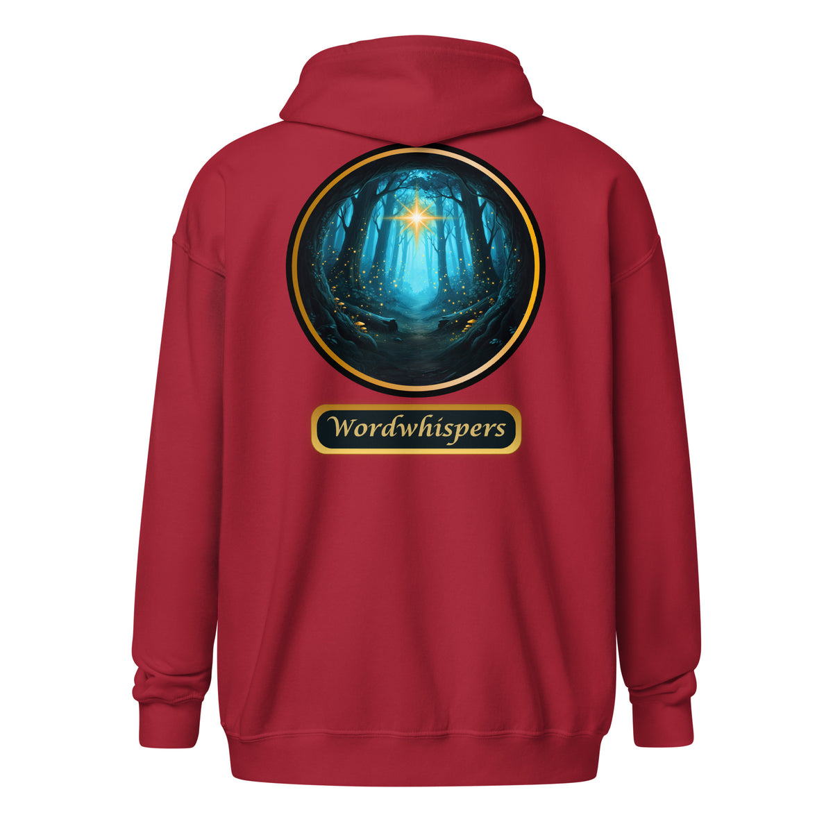 Glimmer of Light zip hoodie in Cardinal Red-back