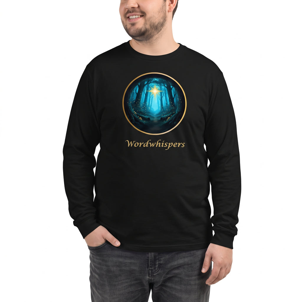 Glimmer of Light long sleeve tee in extended size 2XL in black