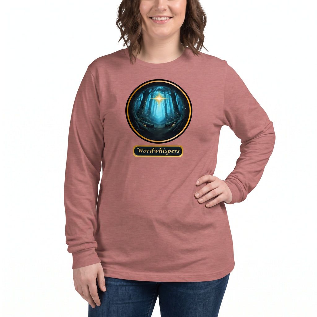 Glimmer of Light long sleeve tee in extended size 2XL in heather mauve