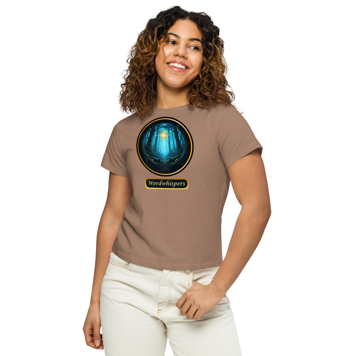 Glimmer of Light high waisted tee in latte 
