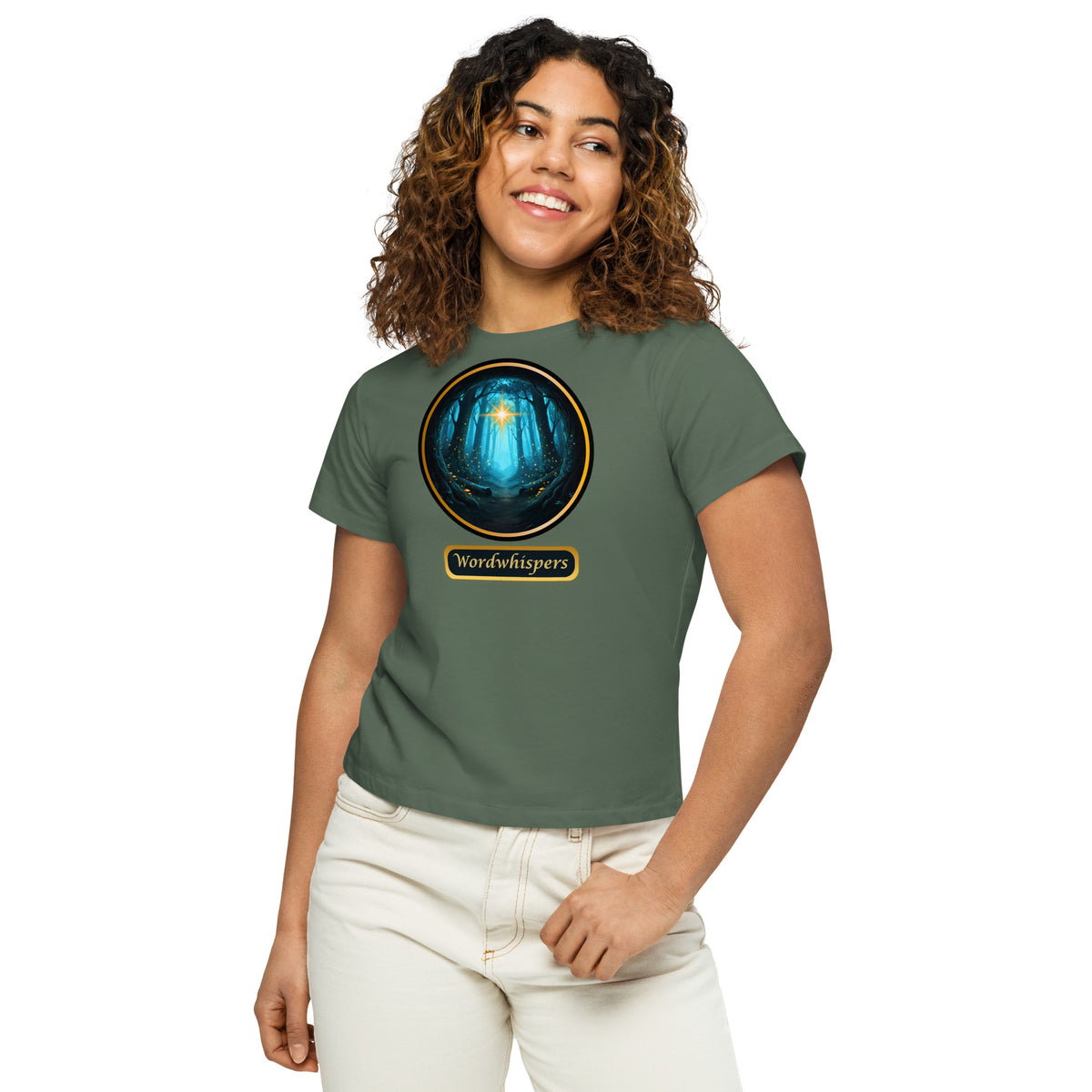 Glimmer of Light high waisted tee in pine