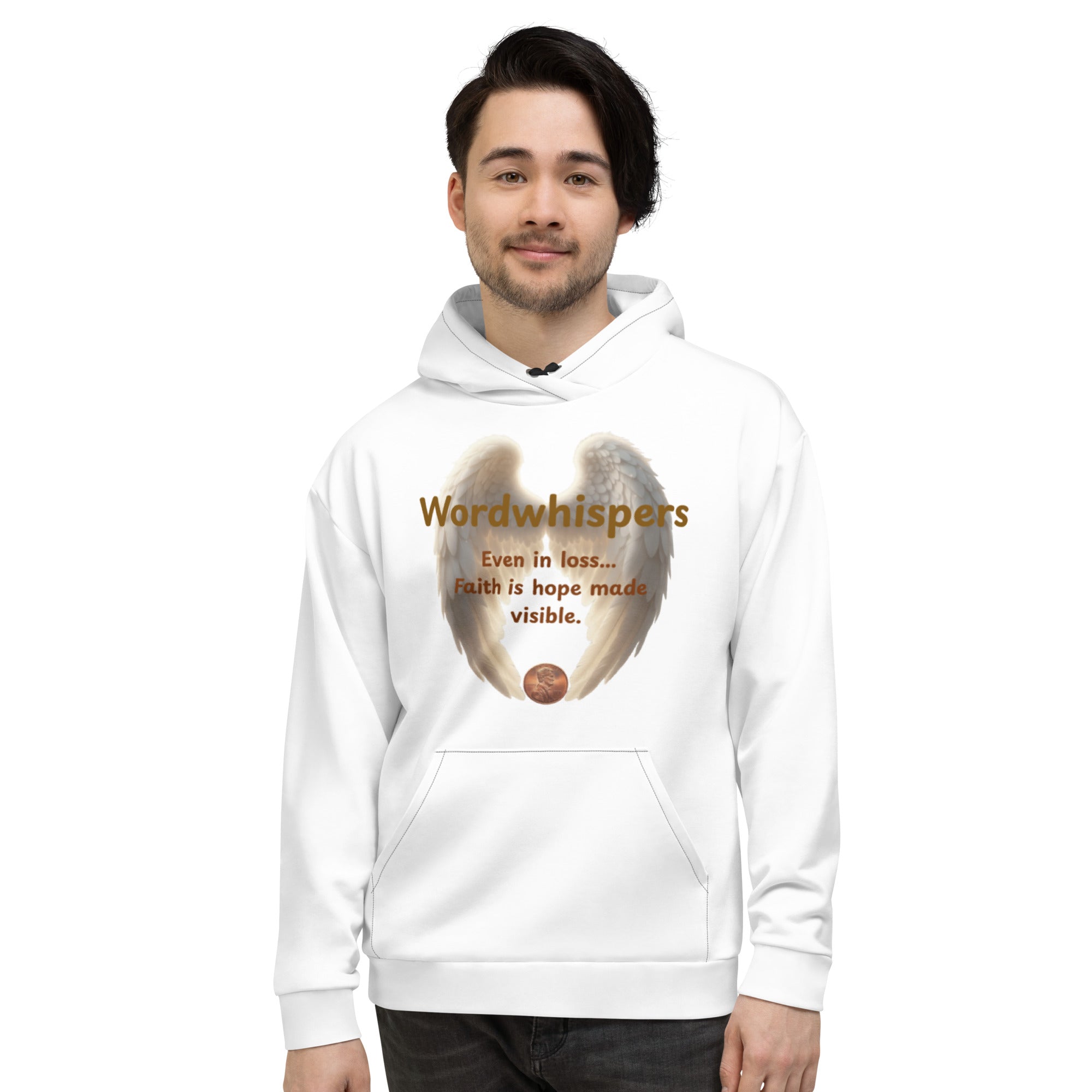 Pennies From Heaven all-over print recycled unisex hoodie in white