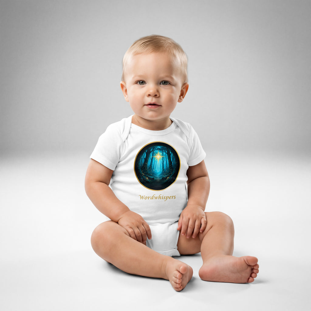 Little Bookworm Baby Bodysuit Glimmer of Light in white