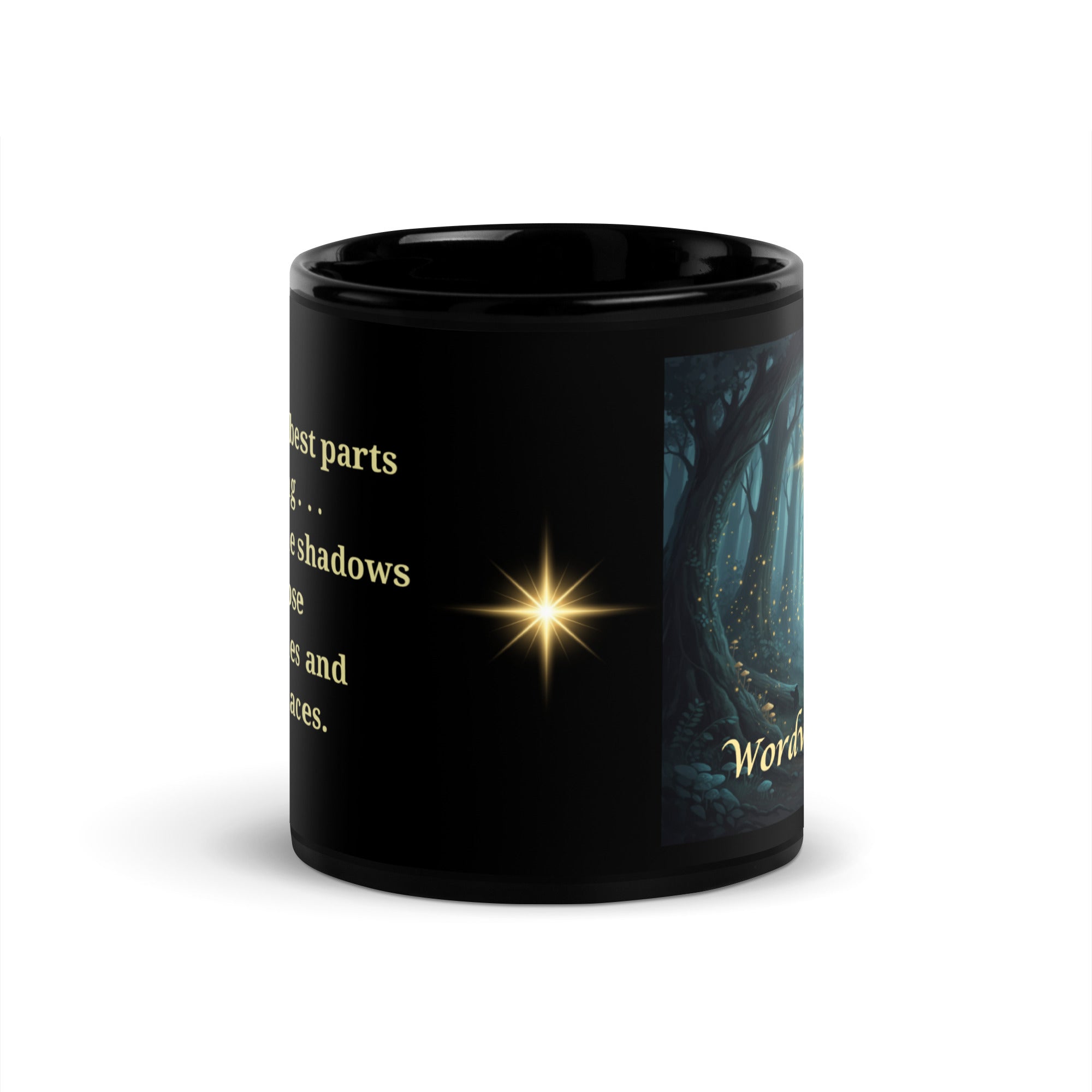 Book lover mug black - Midnight Glimmer Guiding Light side view - premium ceramic mug