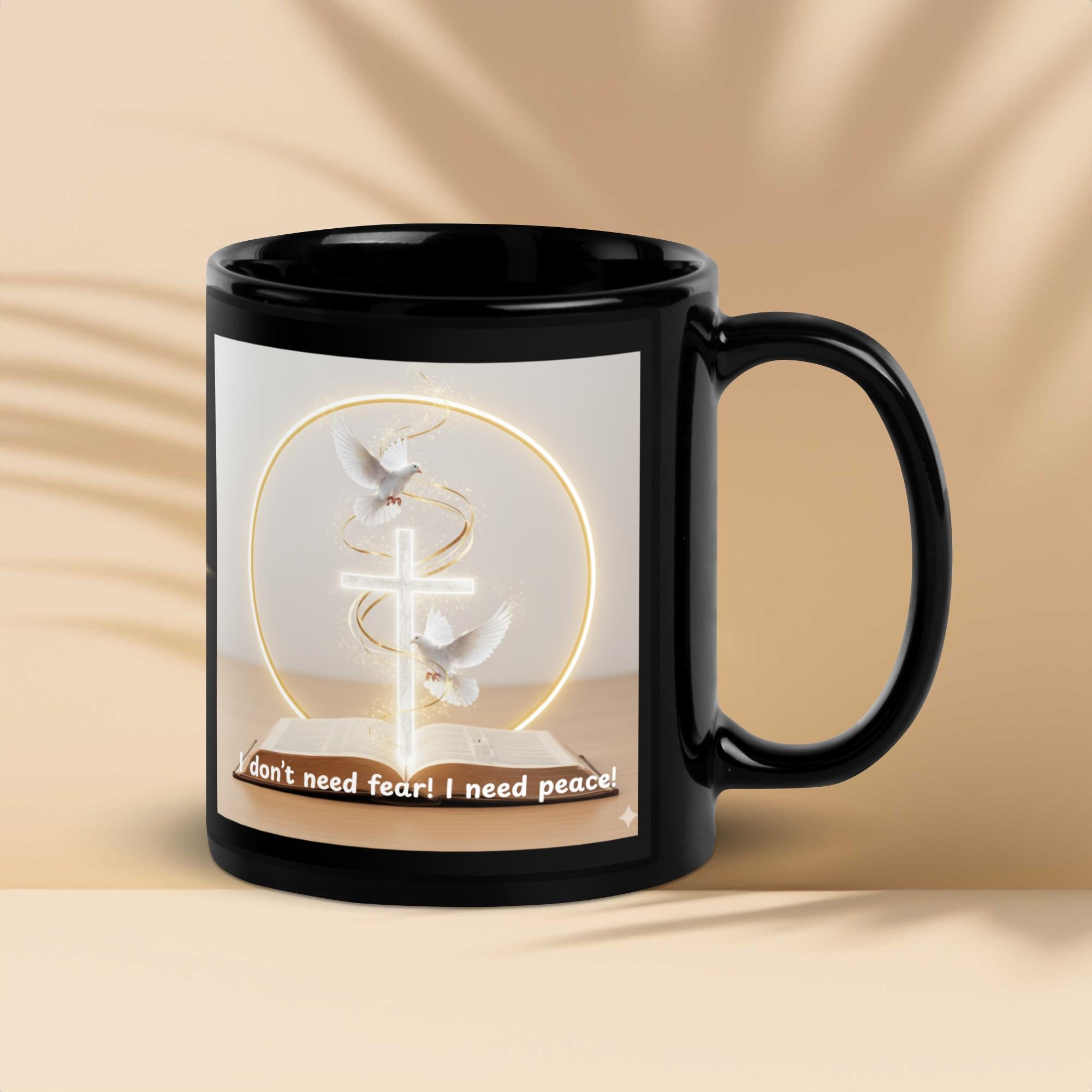 Inspirational mug black - Vision of the Night Job 33 - 11oz glossy ceramic coffee mug