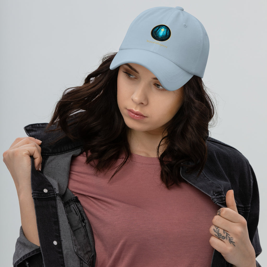 Book lover dad hat light blue - Glimmer of Light design - adjustable unstructured cap
