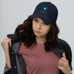 Book lover dad hat navy - Glimmer of Light design - adjustable unstructured cap