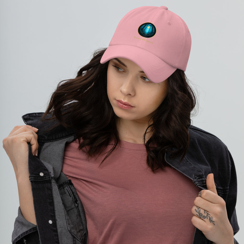 Book lover dad hat pink - Glimmer of Light design - adjustable unstructured cap