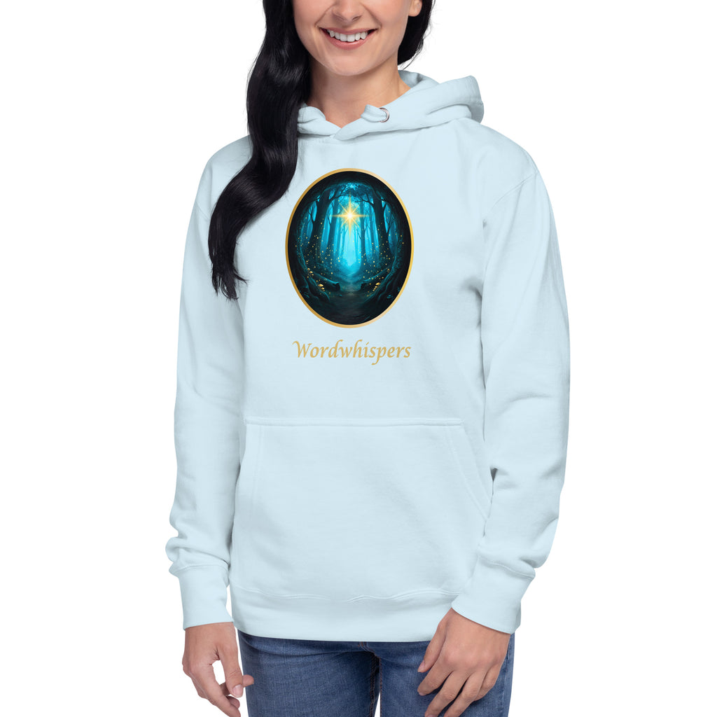 Literary Premium Hoodie - Glimmer of Light Design - Unisex - sky blue