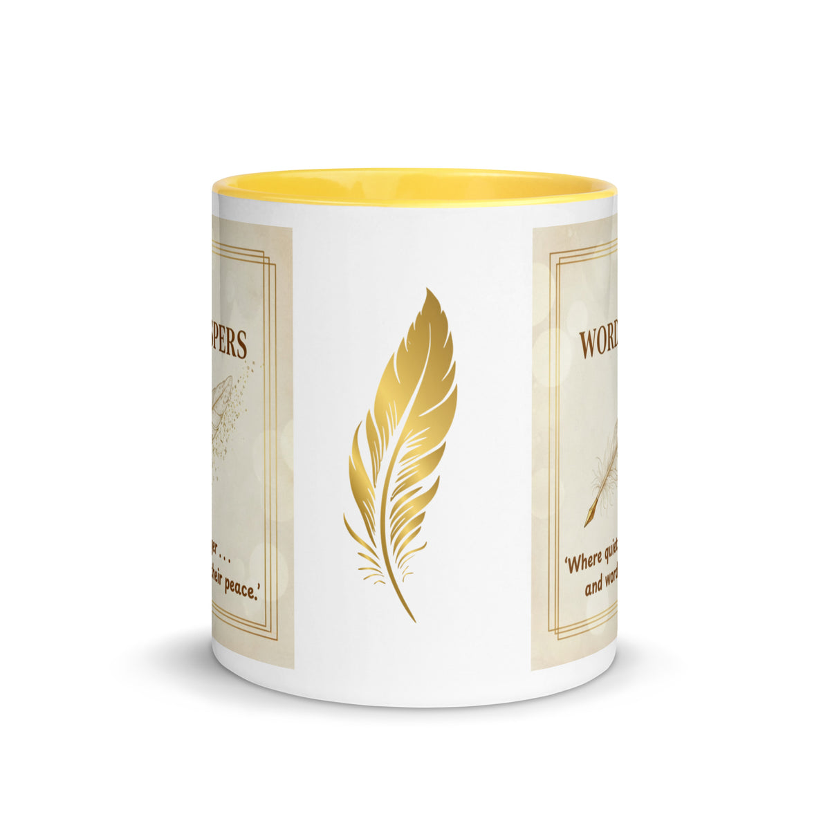 feather whispers two tone mug side