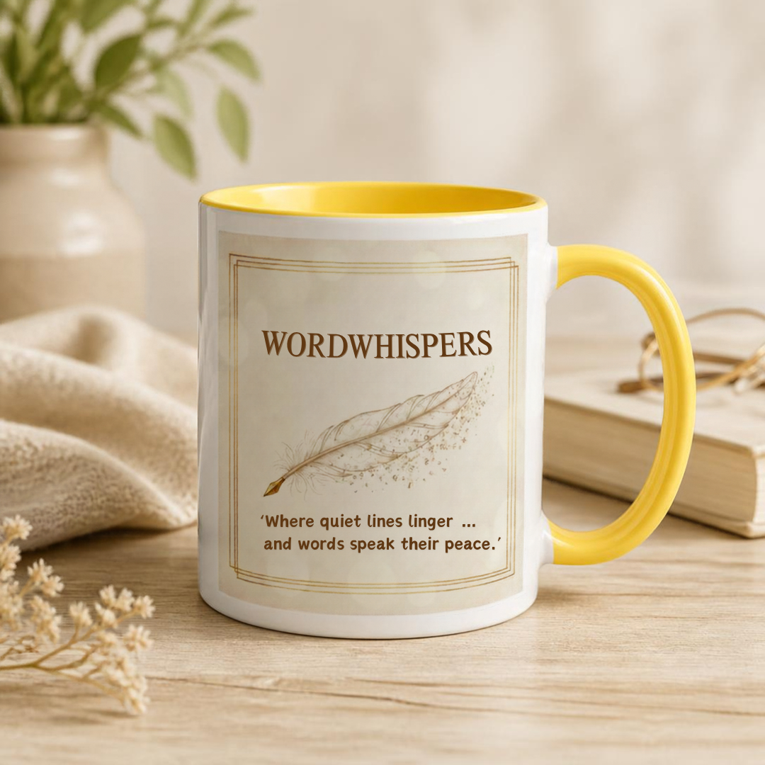 feather whispers mug two tone front