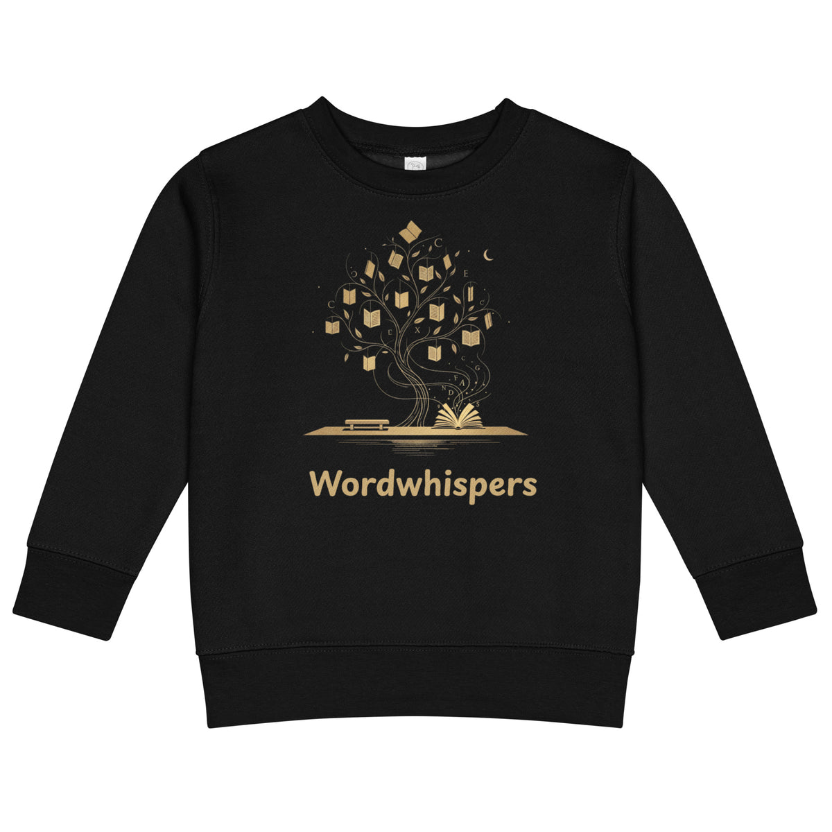 Little Dreamers Mystical Tree & Glowing Books Kids Sweatshirt – Wordwhispers – in black
