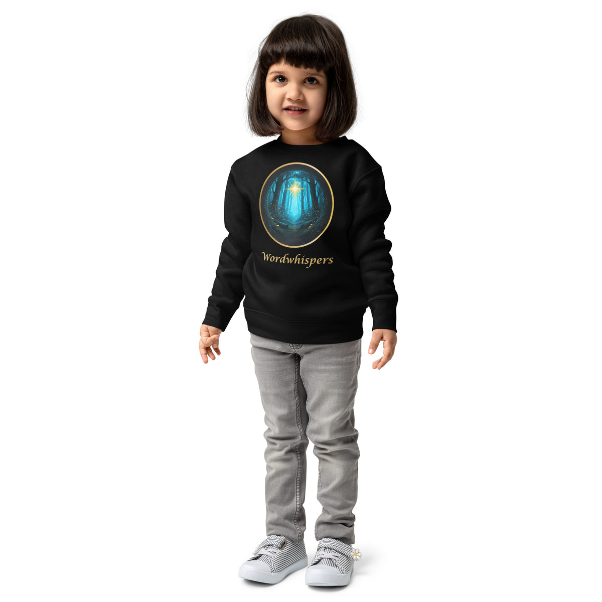 Little Dreamers Secret Woods & Guiding Star Kids Sweatshirt – Wordwhispers – in black