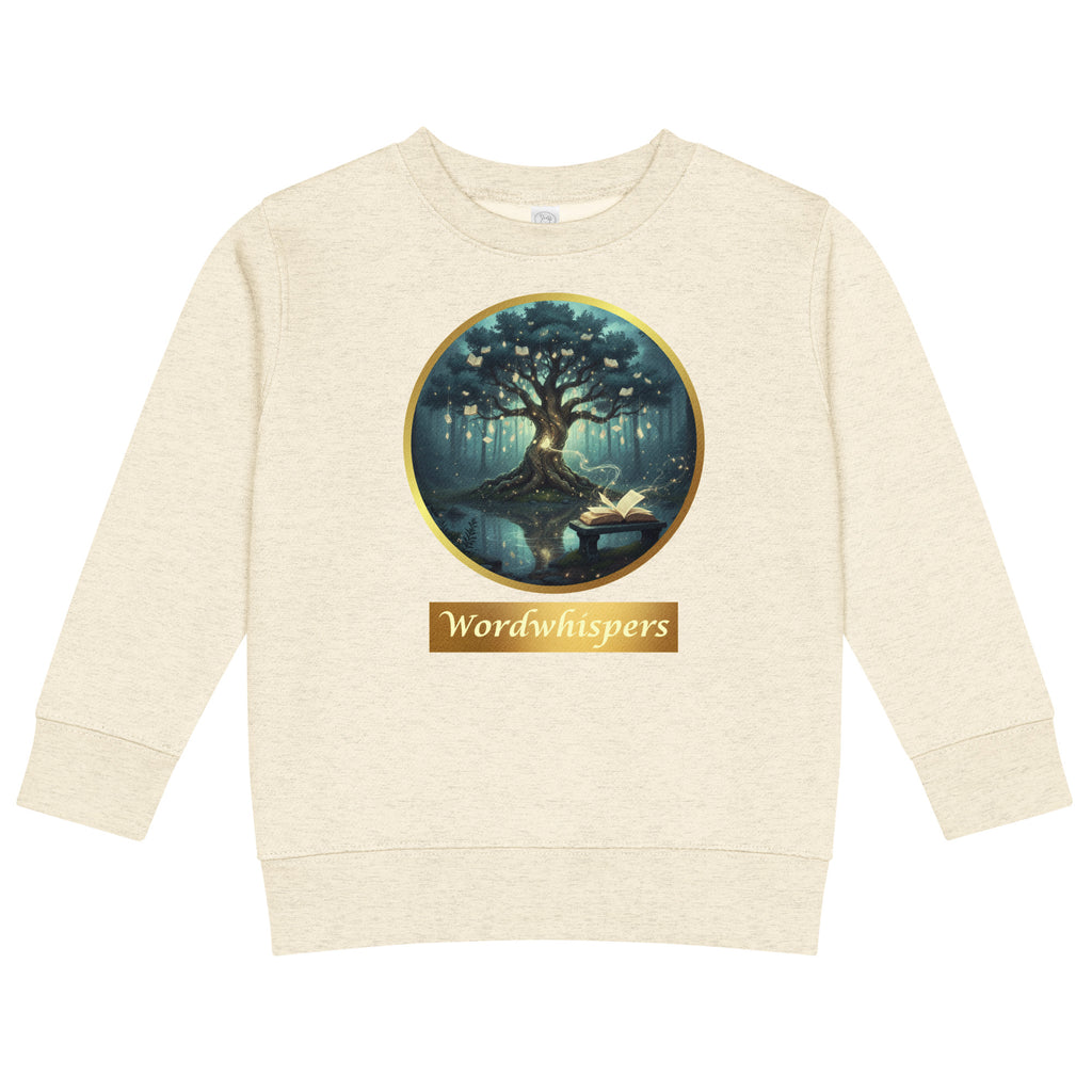 Little Dreamers Storybook Sweatshirt in natural heather with mystical glowing tree design – Wordwhispers