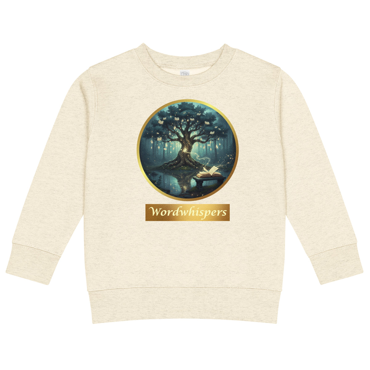 Little Dreamers Storybook Sweatshirt in natural heather with mystical glowing tree design – Wordwhispers
