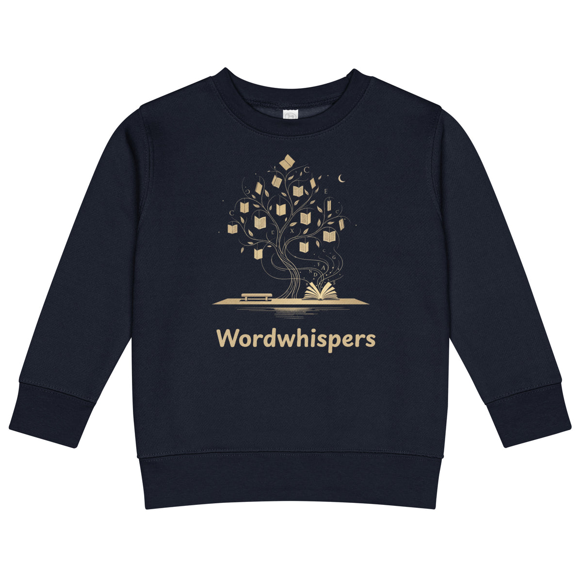Little Dreamers Mystical Tree & Glowing Books Kids Sweatshirt – Wordwhispers – in navy