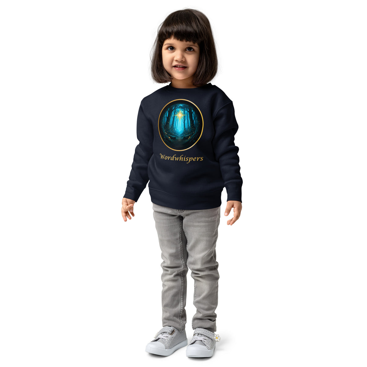 Little Dreamers Secret Woods & Guiding Star Kids Sweatshirt – Wordwhispers – in navy