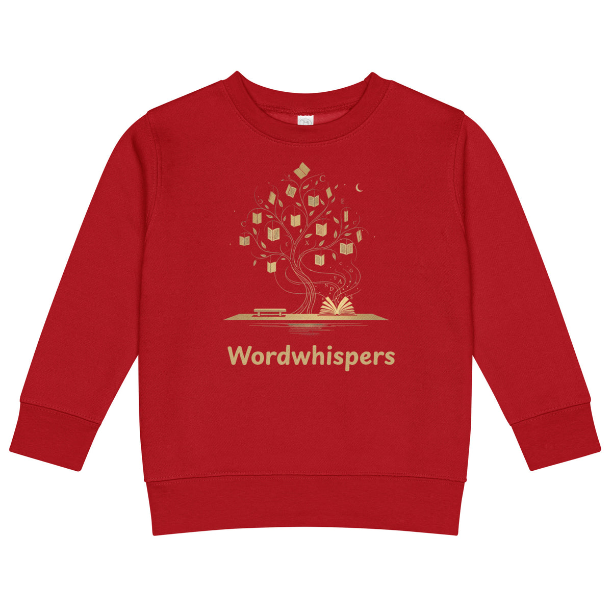 Little Dreamers Mystical Tree & Glowing Books Kids Sweatshirt – Wordwhispers – in red