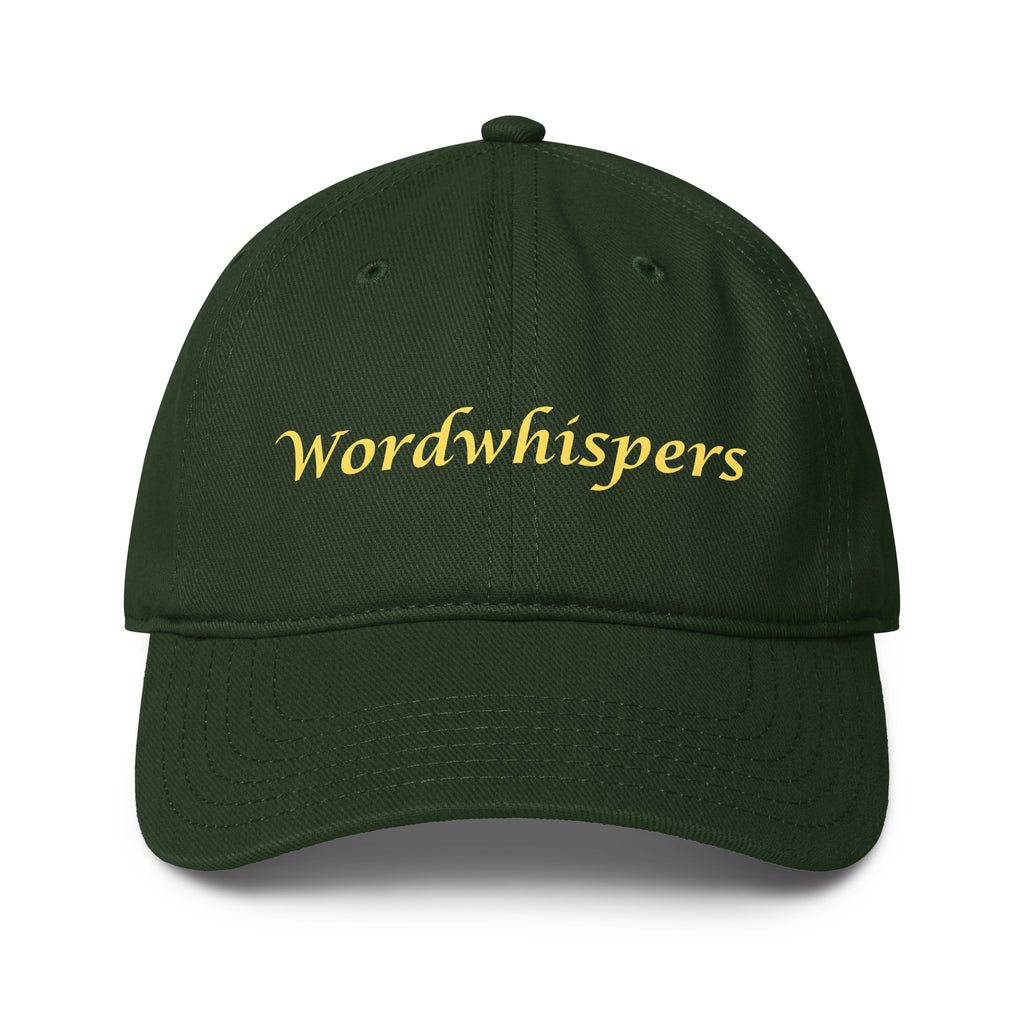 Book lover baseball cap green - Wordwhispers logo front - literary accessory