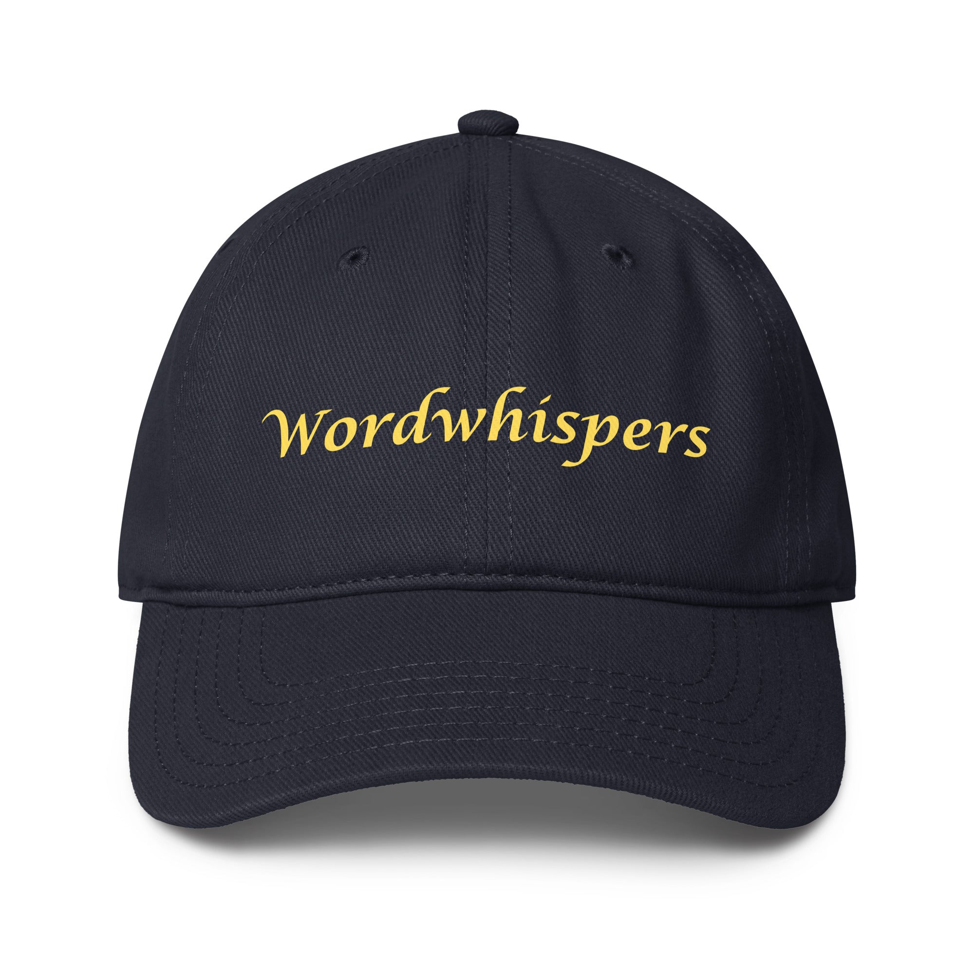 Book lover baseball cap navy - Wordwhispers logo front - literary accessory