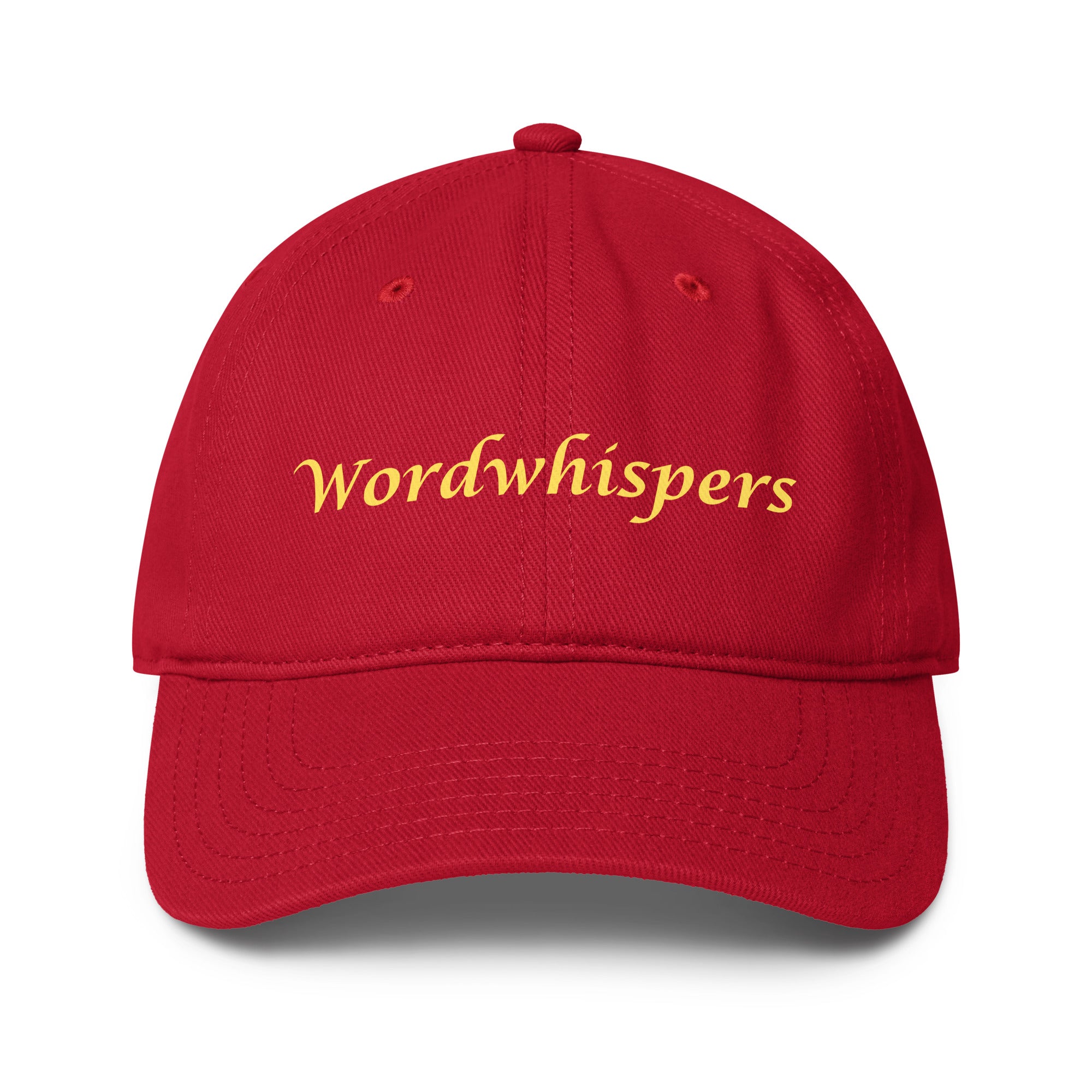 Book lover baseball cap red - Wordwhispers logo front - literary accessory