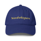 Book lover baseball cap royal blue - Wordwhispers logo front - literary accessory