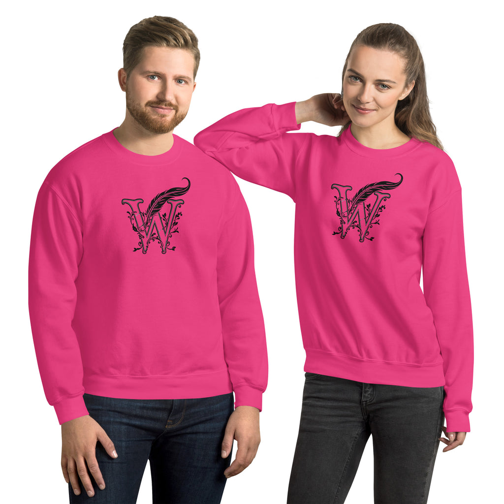 Book lover premium sweatshirt - Wordwhispers black logo front - unisex literary apparel - Heliconia