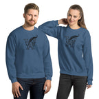 Book lover premium sweatshirt - Wordwhispers black logo front - unisex literary apparel - Indigo Blue