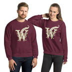 Book lover premium sweatshirt maroon - Wordwhispers cream logo front - unisex literary apparel