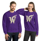 Book lover premium sweatshirt purple - Wordwhispers cream logo front - unisex literary apparel