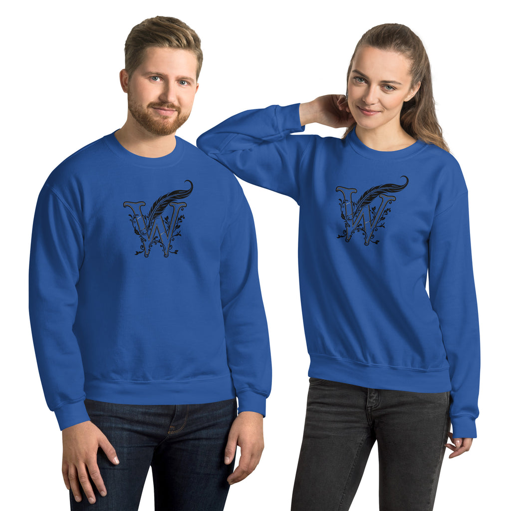 Book lover premium sweatshirt - Wordwhispers black logo front - unisex literary apparel - Royal