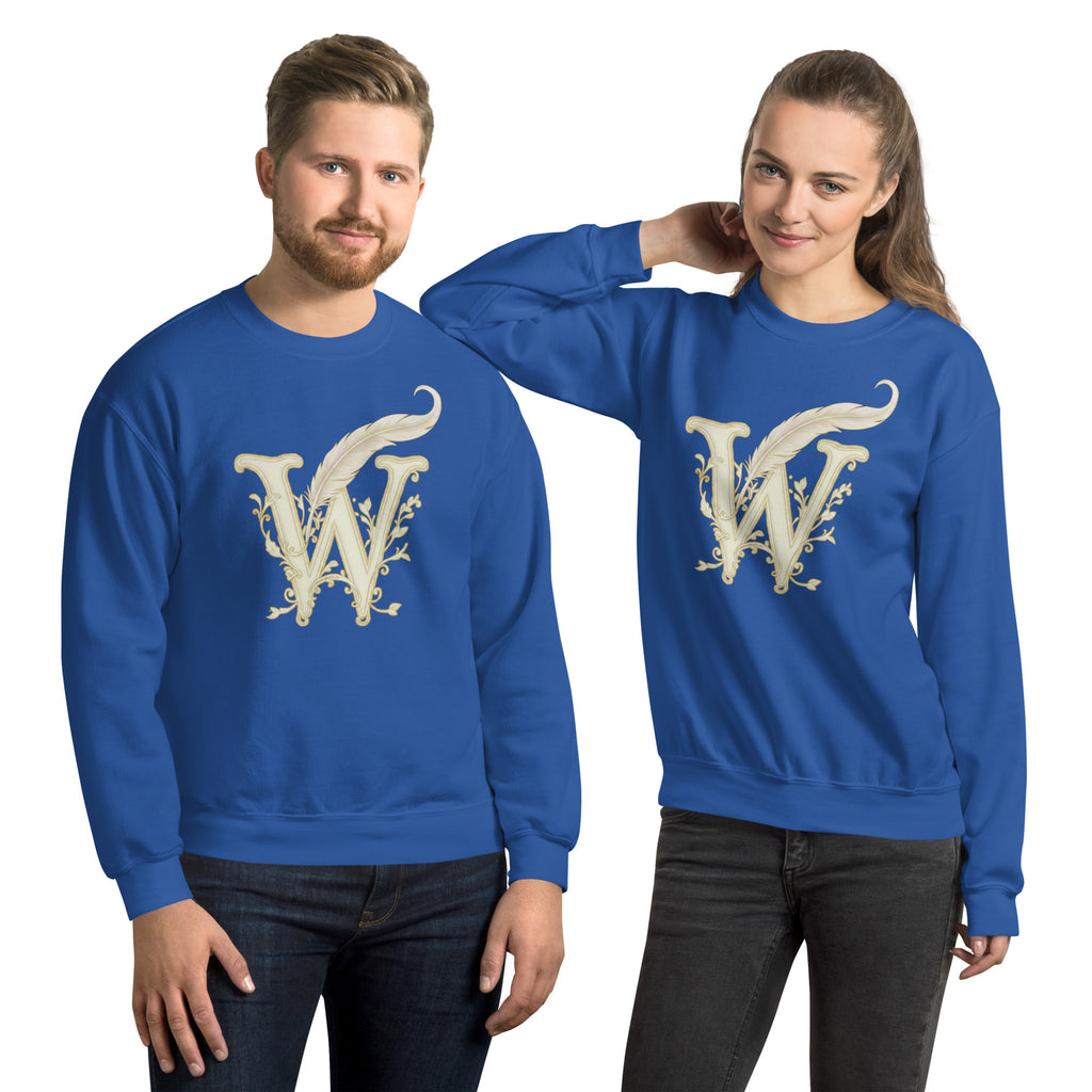 Book lover premium sweatshirt royal - Wordwhispers cream logo front - unisex literary apparel