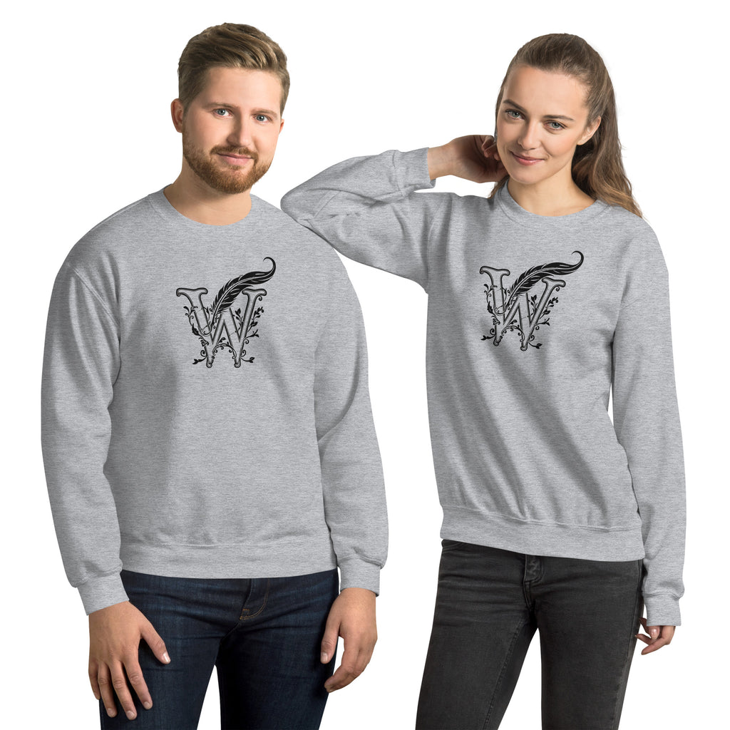 Book lover premium sweatshirt - Wordwhispers black logo front - unisex literary apparel - Sport Grey