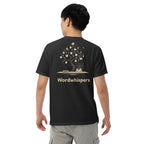  Literary premium unisex t-shirt with Enchanted Tree Glowing Books back design in Black