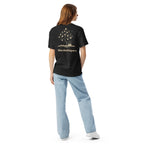  Literary premium unisex t-shirt with Enchanted Tree Glowing Books back design in Black