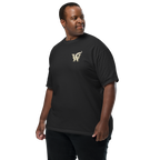 Extended sized Front of Wordwhispers book lover T-shirt with a decorative W monogram on the left chest in black