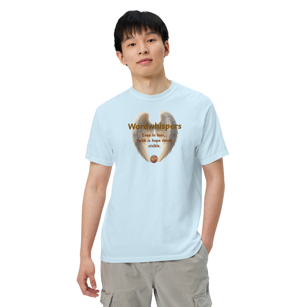 Book lover heavyweight t-shirt Pennies from Heaven - unisex literary  apparel in chambray