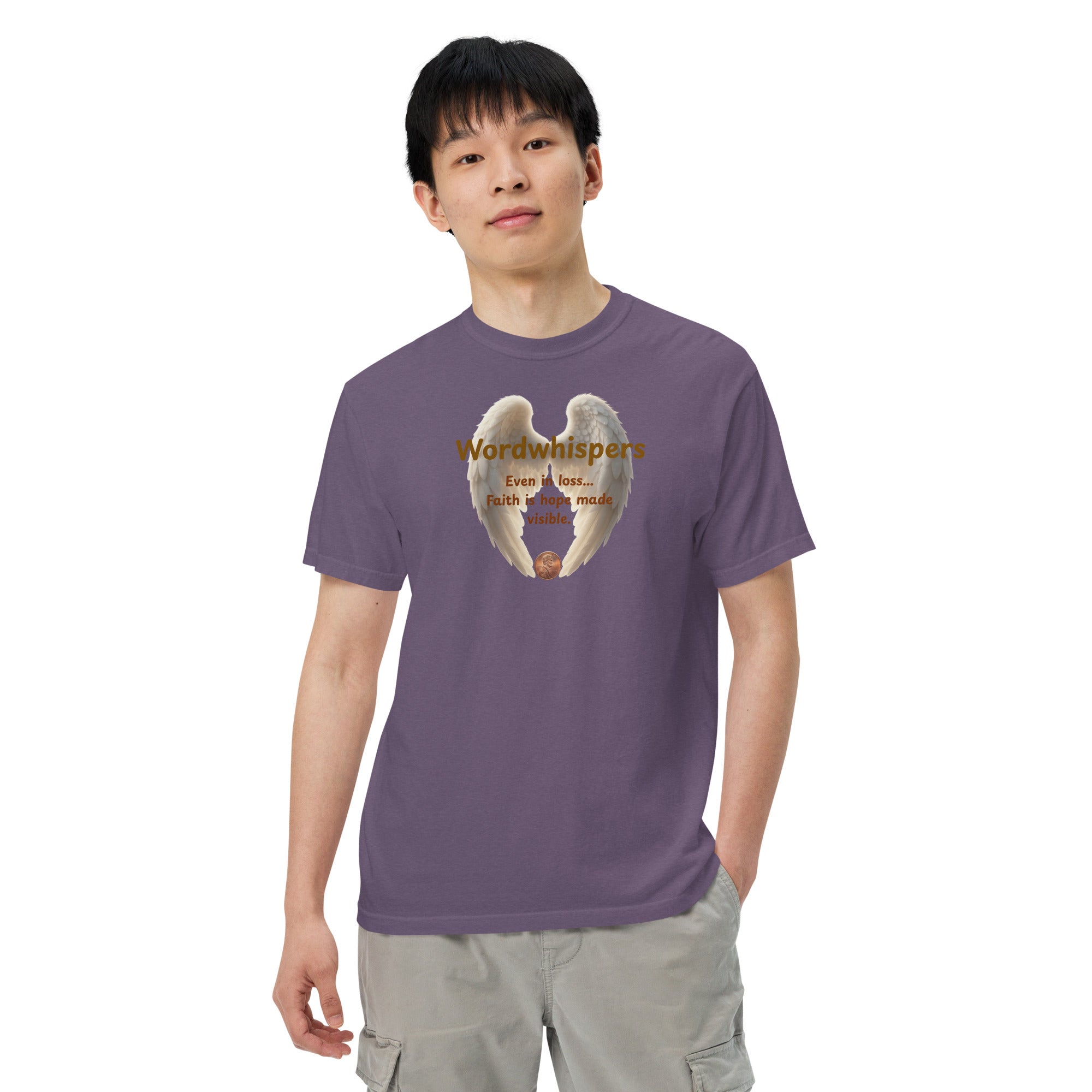 Book lover heavyweight t-shirt Pennies from Heaven - unisex literary  apparel in grape