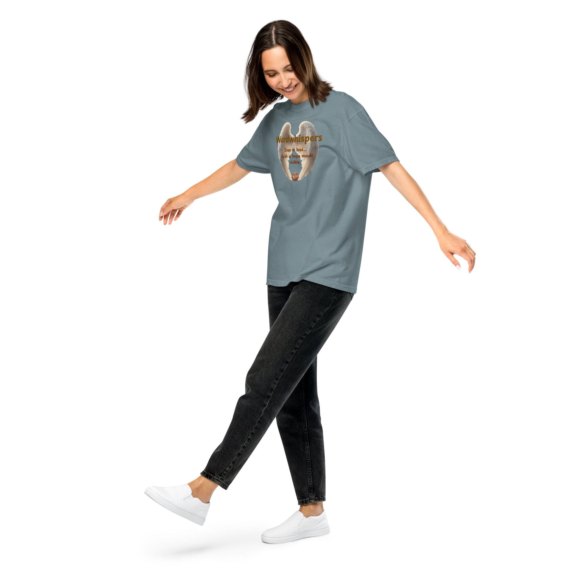 Book lover heavyweight t-shirt Pennies from Heaven - unisex literary  apparel in ice blue